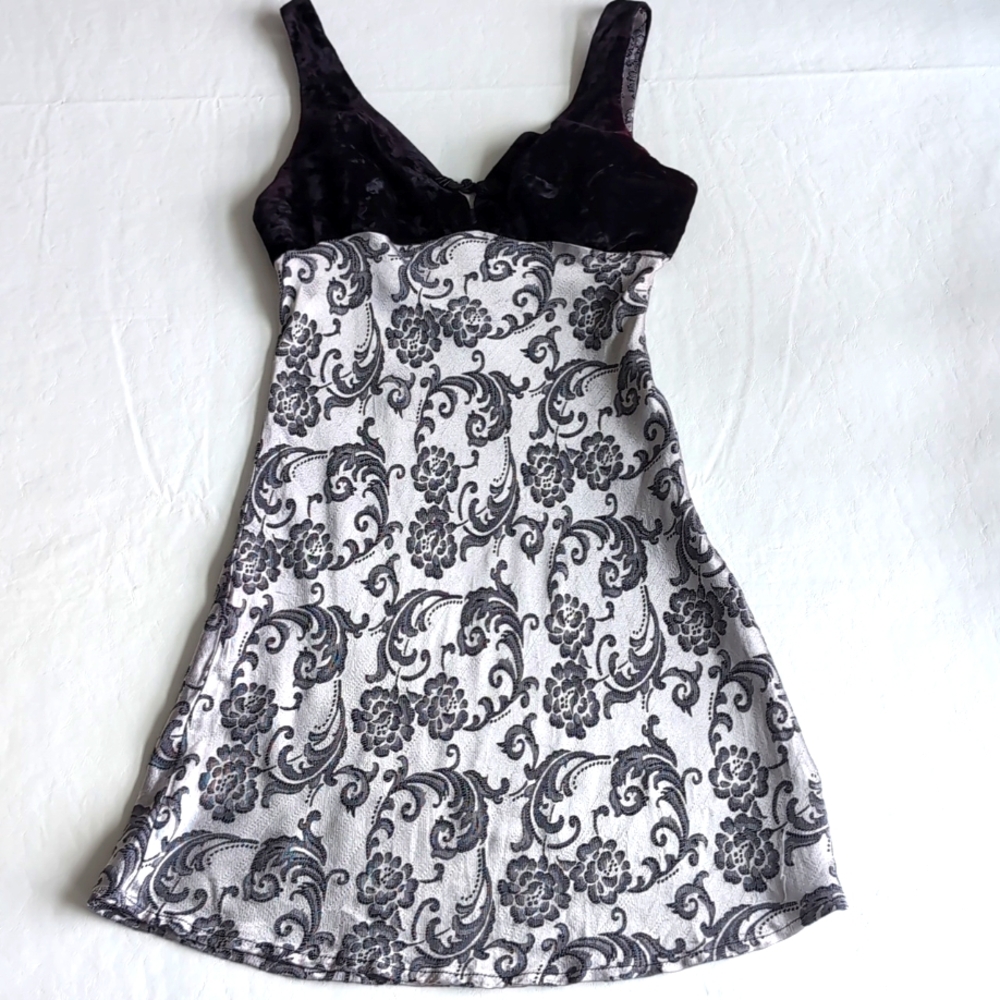 Vintage 90s Rampage Velvet And Satin Mini Dress In Size 7